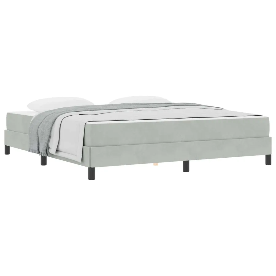 Lit à ressorts avec matelas Gris clair 180 x 210 cm tissu - 2