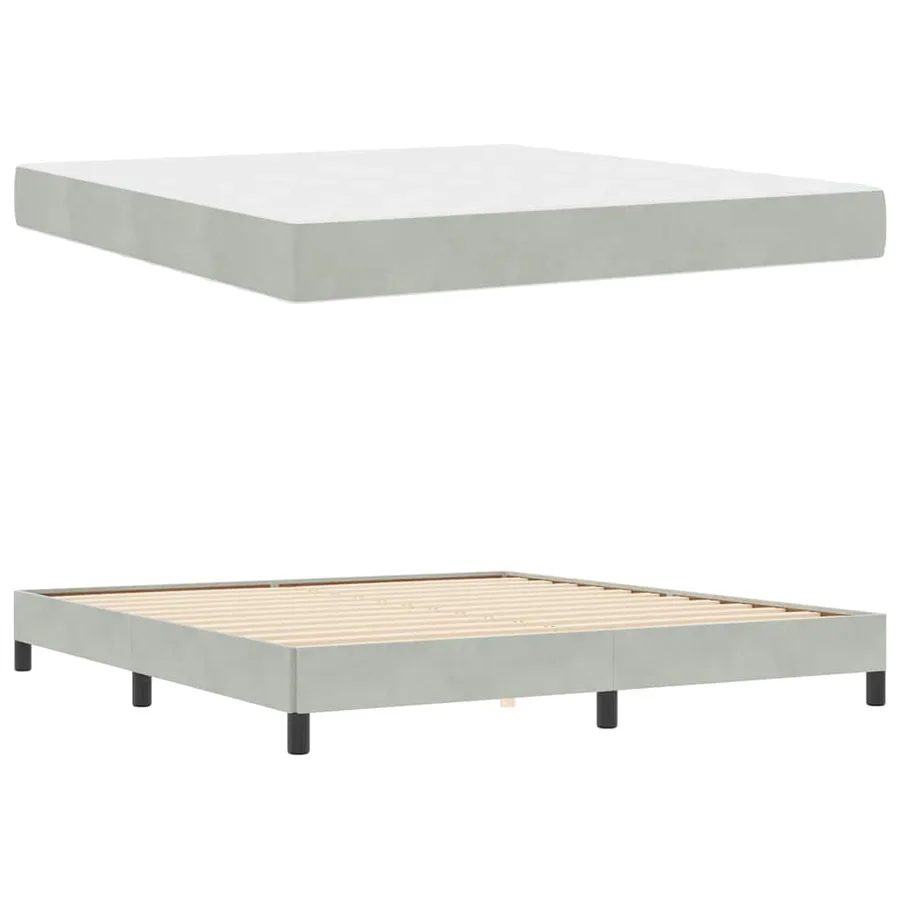 Lit à ressorts avec matelas Gris clair 180 x 210 cm tissu - 4