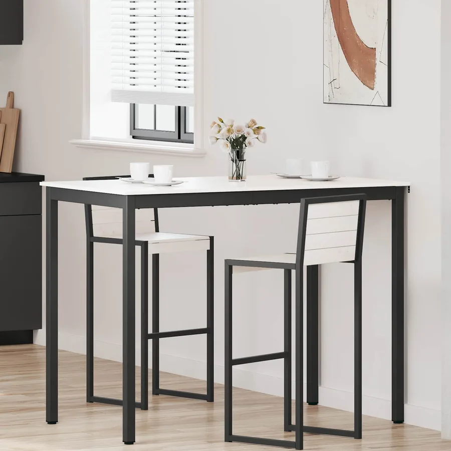 Table de bar Blanc 140 x 80 x 105 cm Bois de pin massif