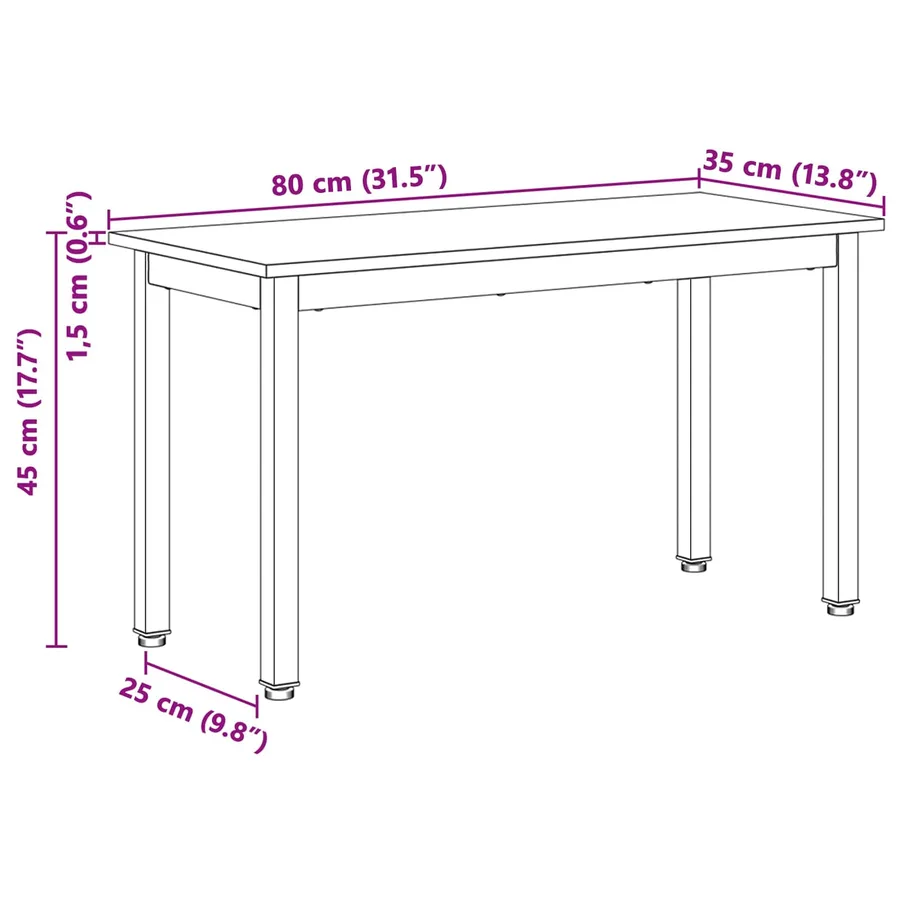 banc Blanc 80 x 35 x 45 cm Bois de pin massif - 10