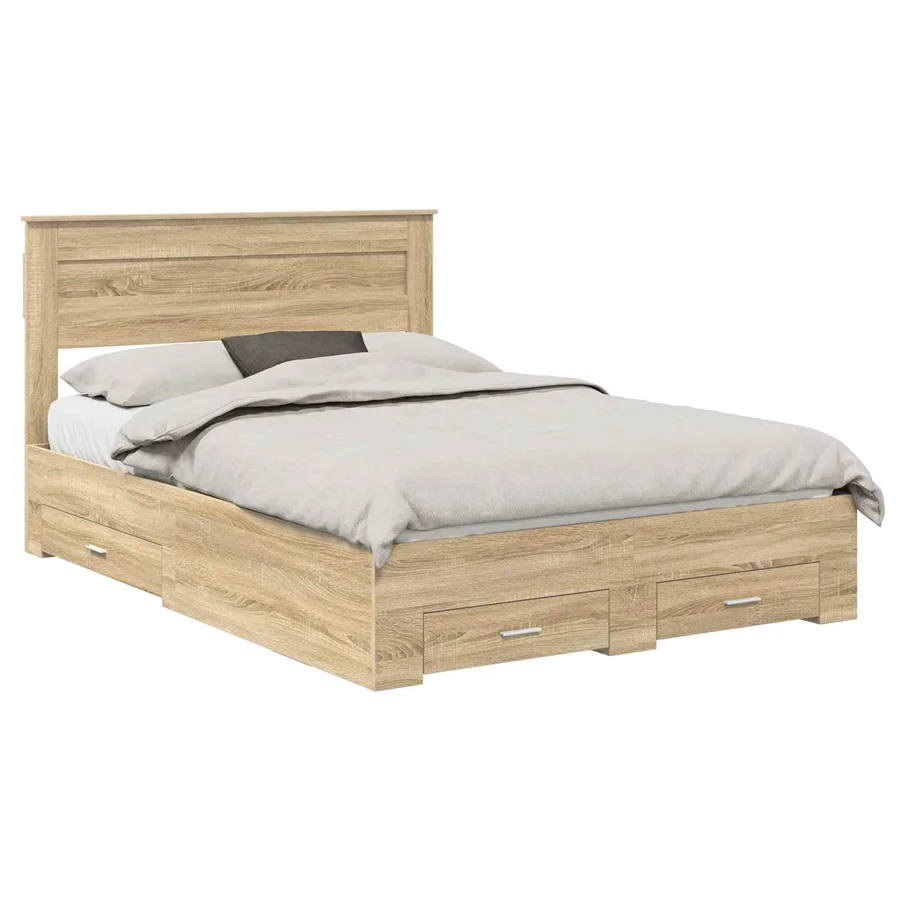 Cadre de lit Chêne Sonoma 150 x 200 cm Bois d'ingénierie - 2