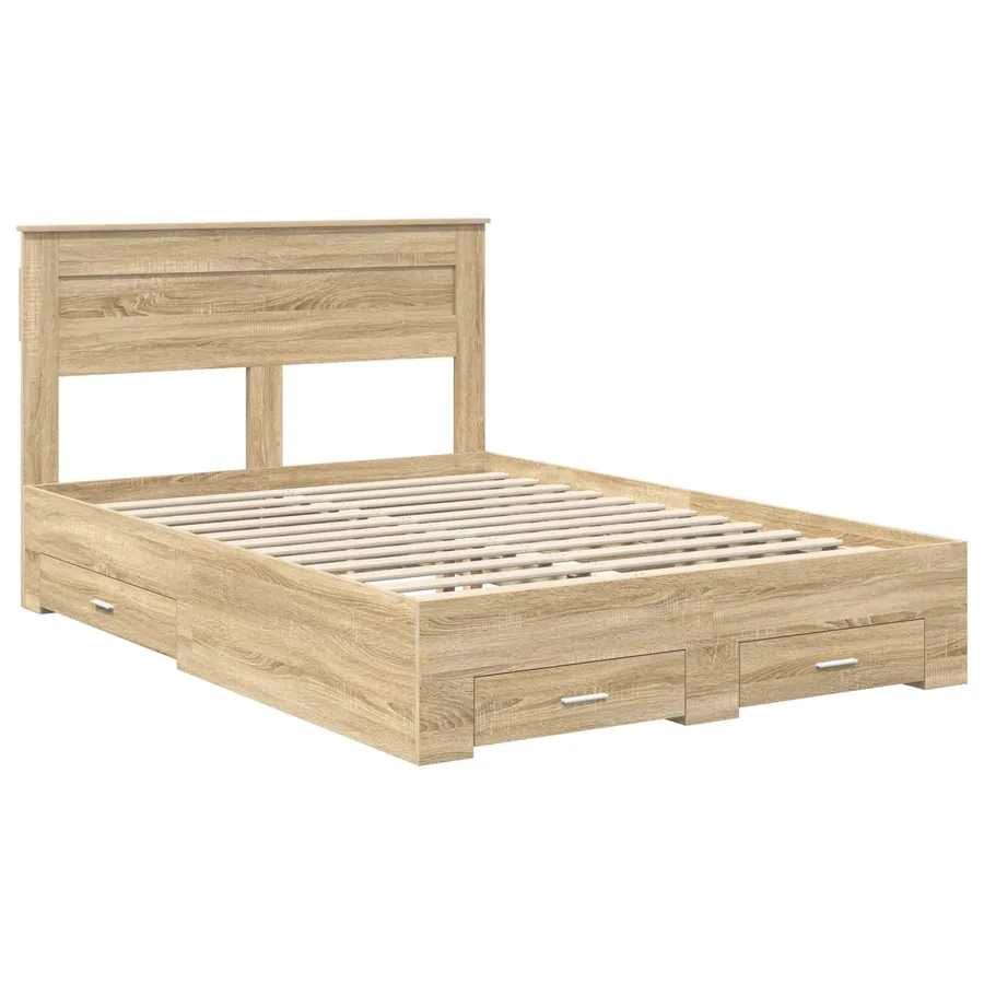 Cadre de lit Chêne Sonoma 150 x 200 cm Bois d'ingénierie - 4