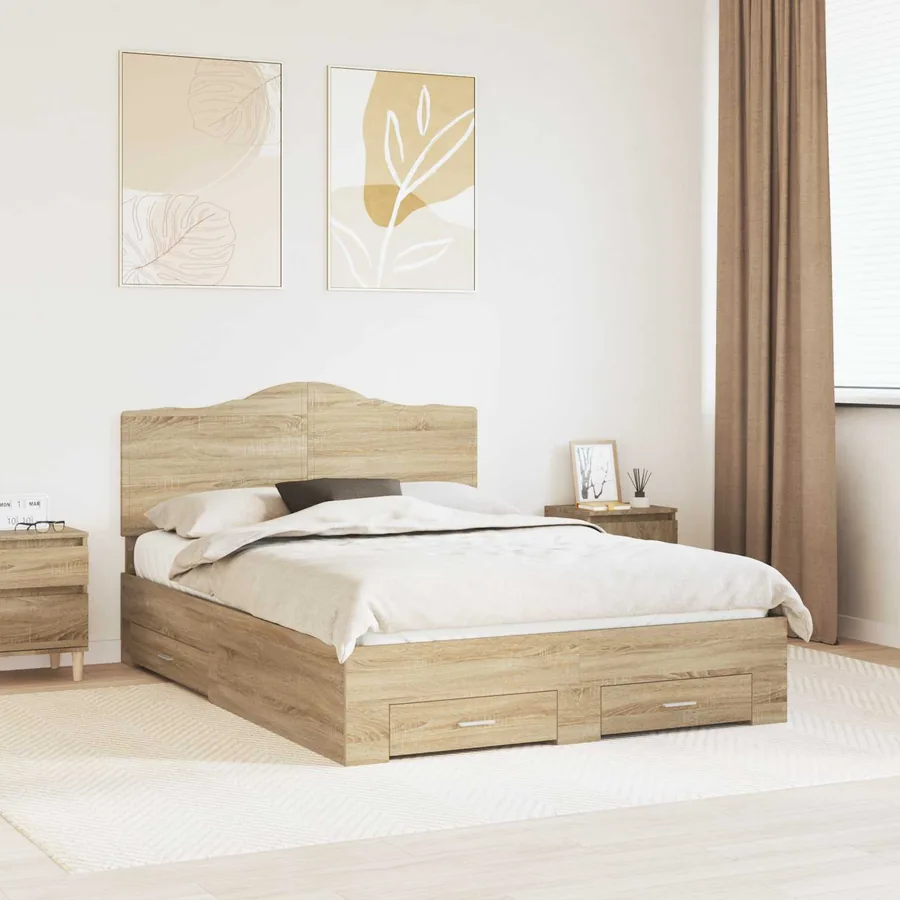 Cadre de lit Chêne Sonoma 150 x 200 cm Bois d'ingénierie