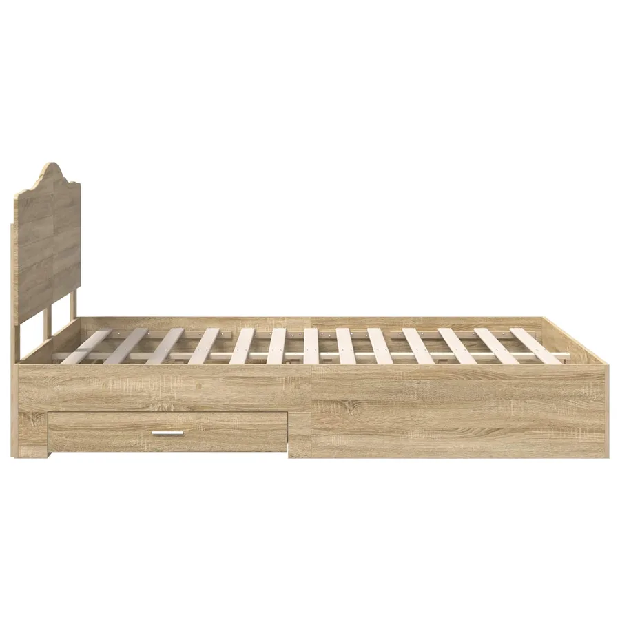 Cadre de lit Chêne Sonoma 150 x 200 cm Bois d'ingénierie - 9