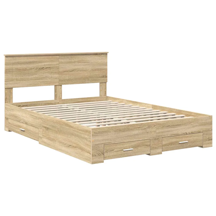 Cadre de lit Chêne Sonoma 150 x 200 cm Bois d'ingénierie - 4
