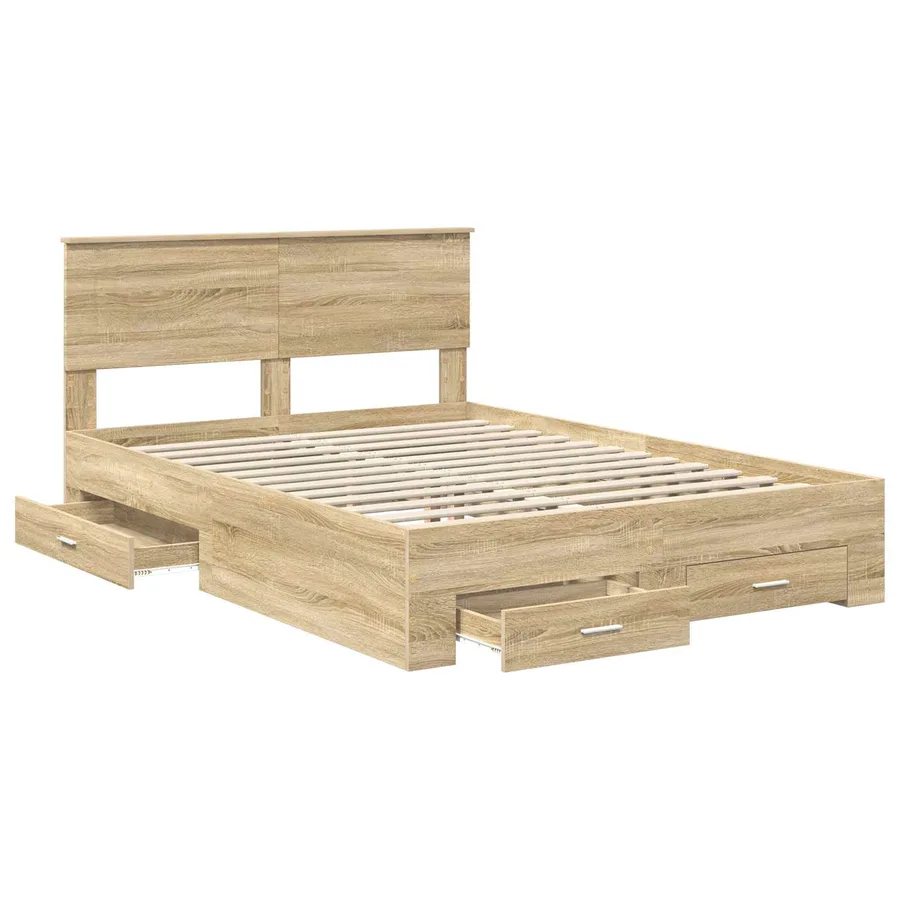 Cadre de lit Chêne Sonoma 150 x 200 cm Bois d'ingénierie - 5