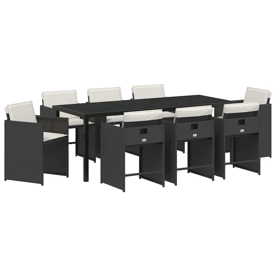 Ensemble de salle à manger pour jardin 9 pcs Noir polyrotin - 2