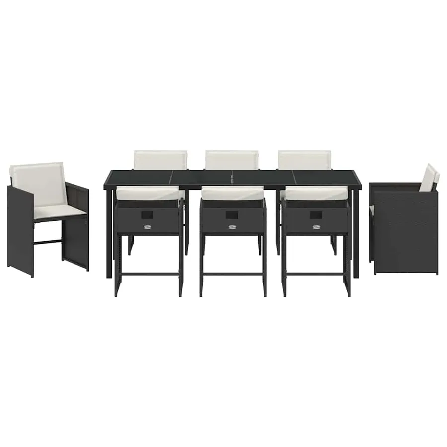 Ensemble de salle à manger pour jardin 9 pcs Noir polyrotin - 7