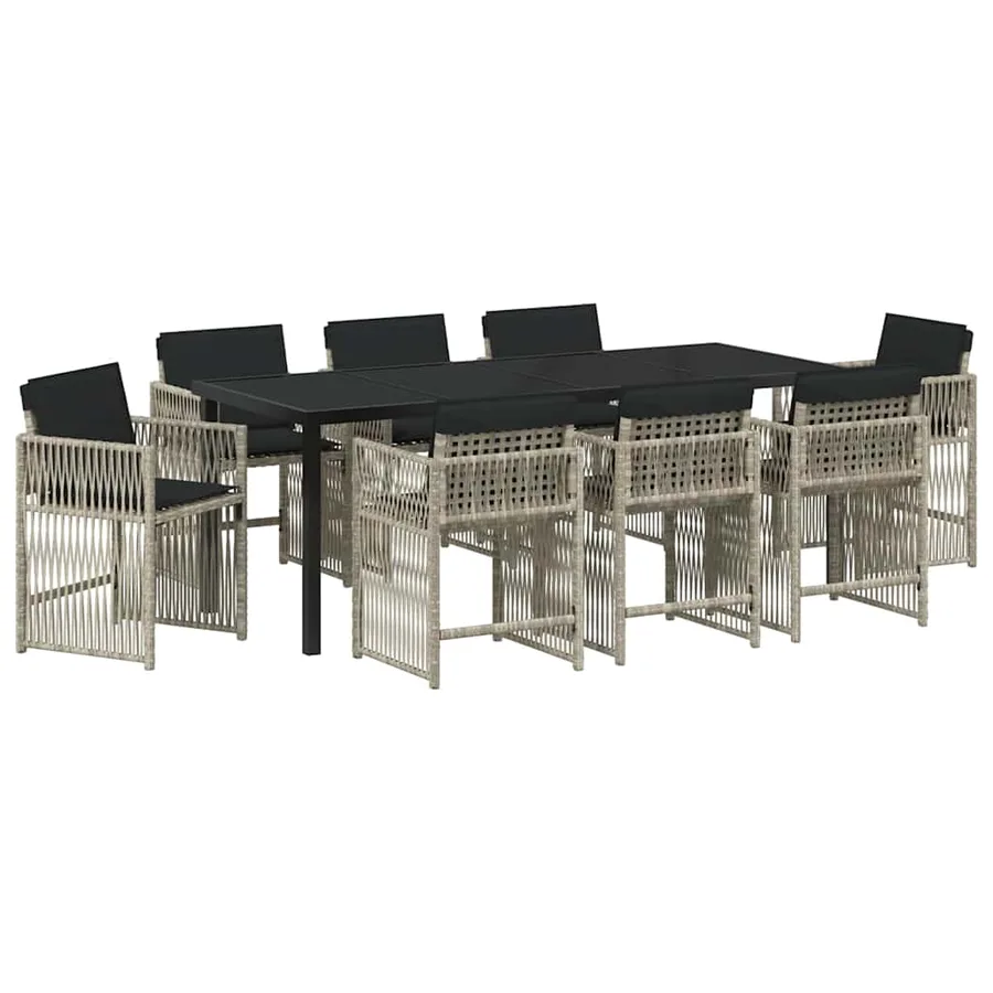 Ensemble de salle à manger pour jardin 9 pcs Gris clair - 2