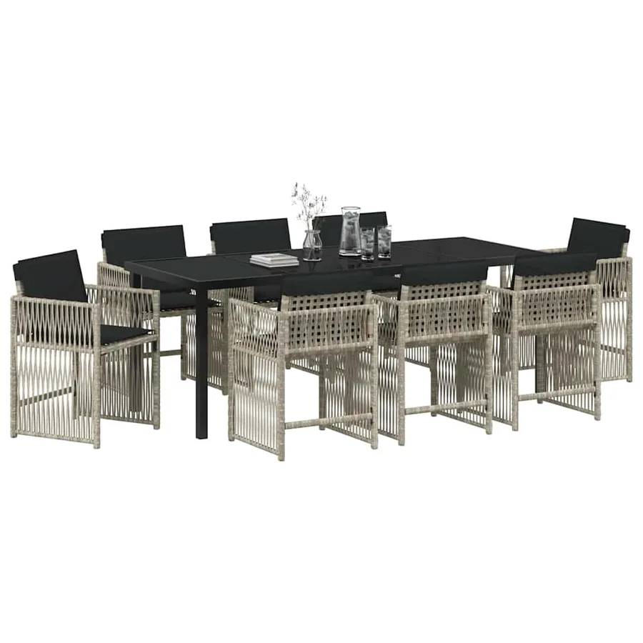 Ensemble de salle à manger pour jardin 9 pcs Gris clair - 3