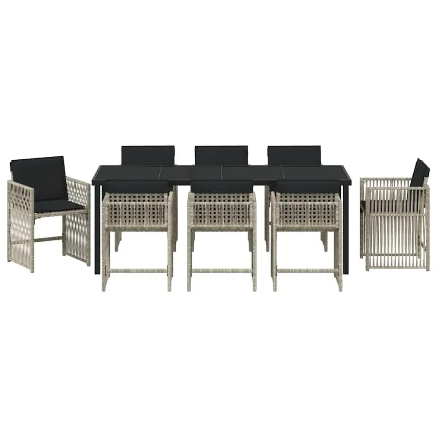 Ensemble de salle à manger pour jardin 9 pcs Gris clair - 7