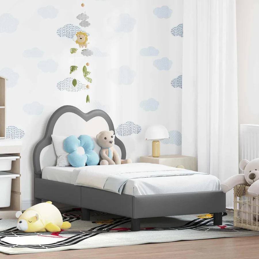 Cadre de lit pour tout-petit avec tête de lit Gris clair PU