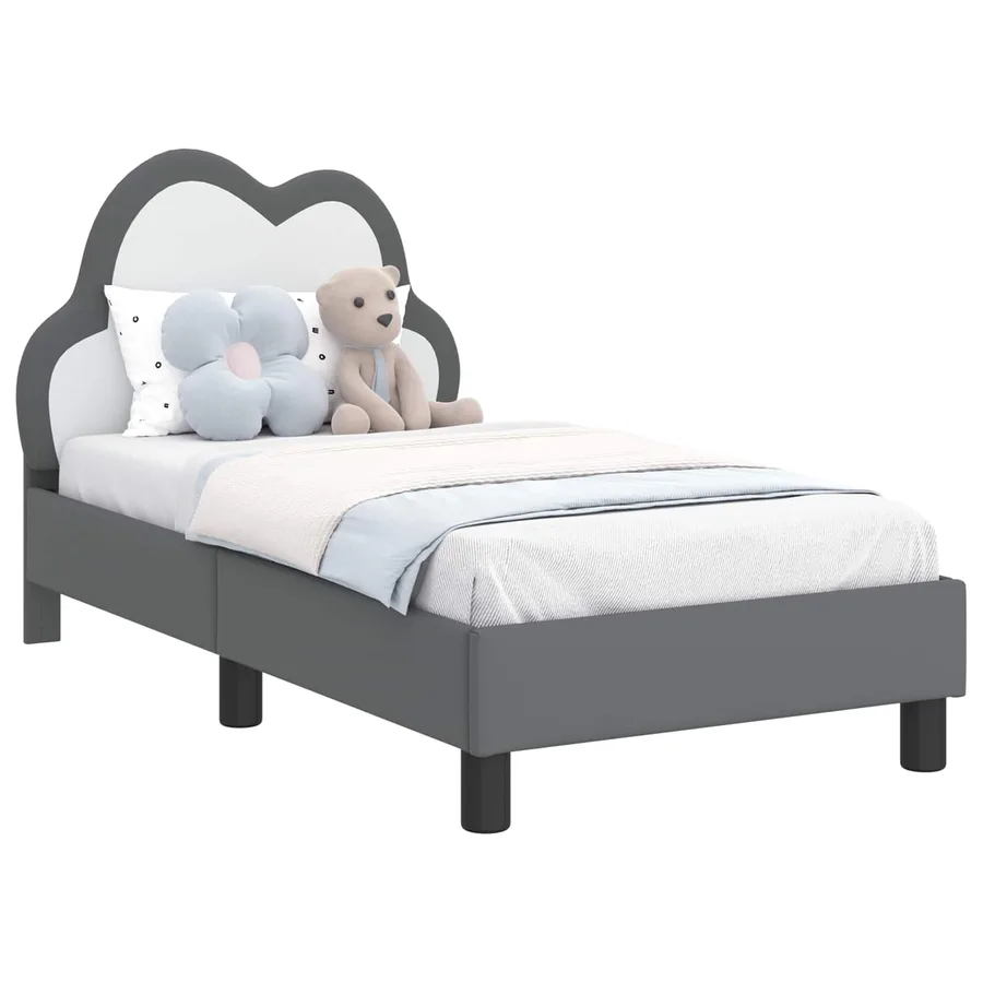 Cadre de lit pour tout-petit avec tête de lit Gris clair PU - 2