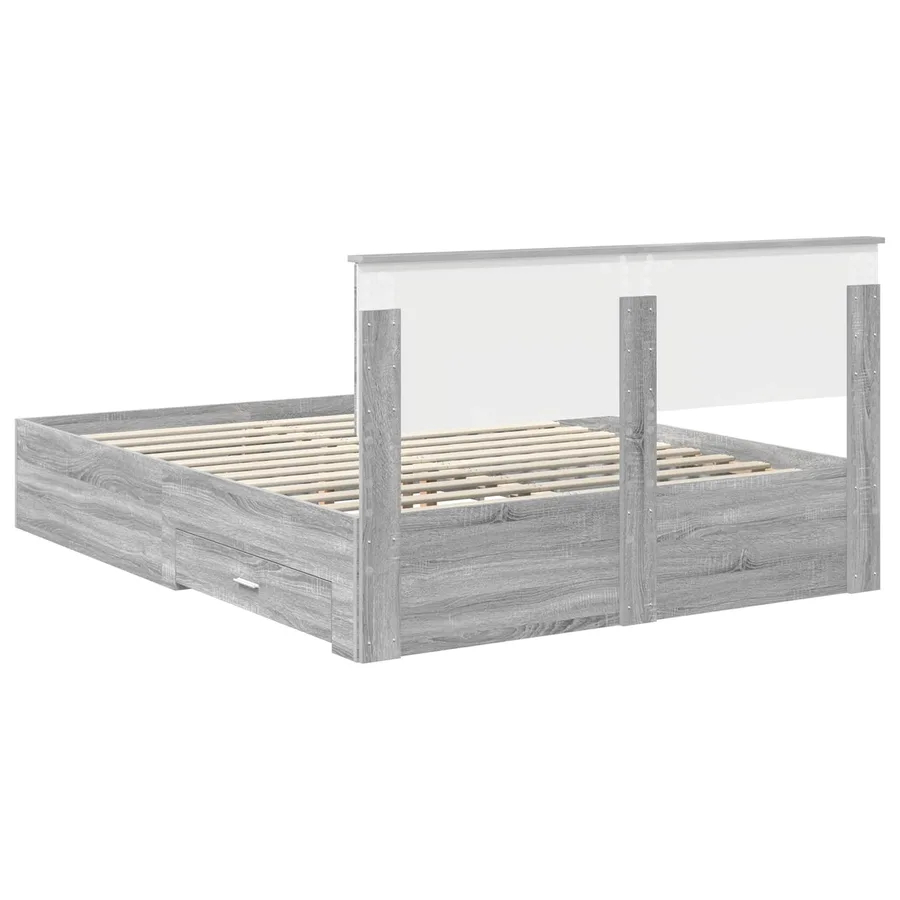 Cadre de lit Sonoma gris 150 x 200 cm Bois d'ingénierie - 10