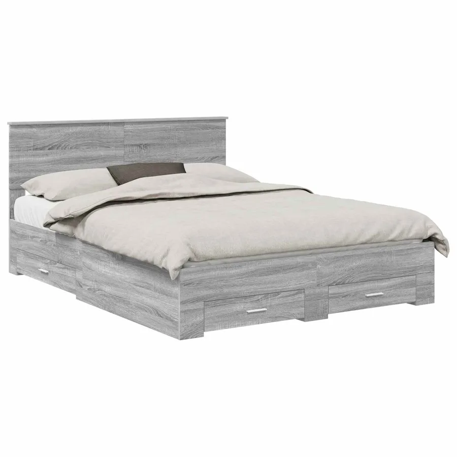 Cadre de lit Sonoma gris 150 x 200 cm Bois d'ingénierie - 2