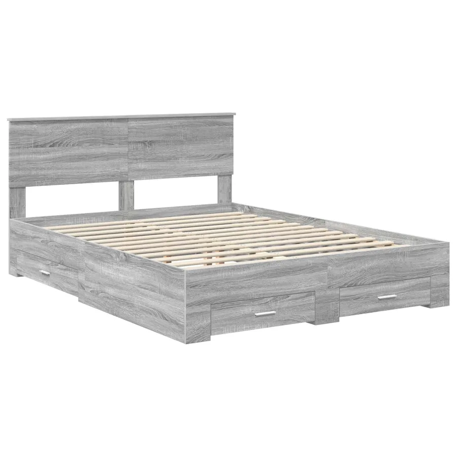 Cadre de lit Sonoma gris 150 x 200 cm Bois d'ingénierie - 4