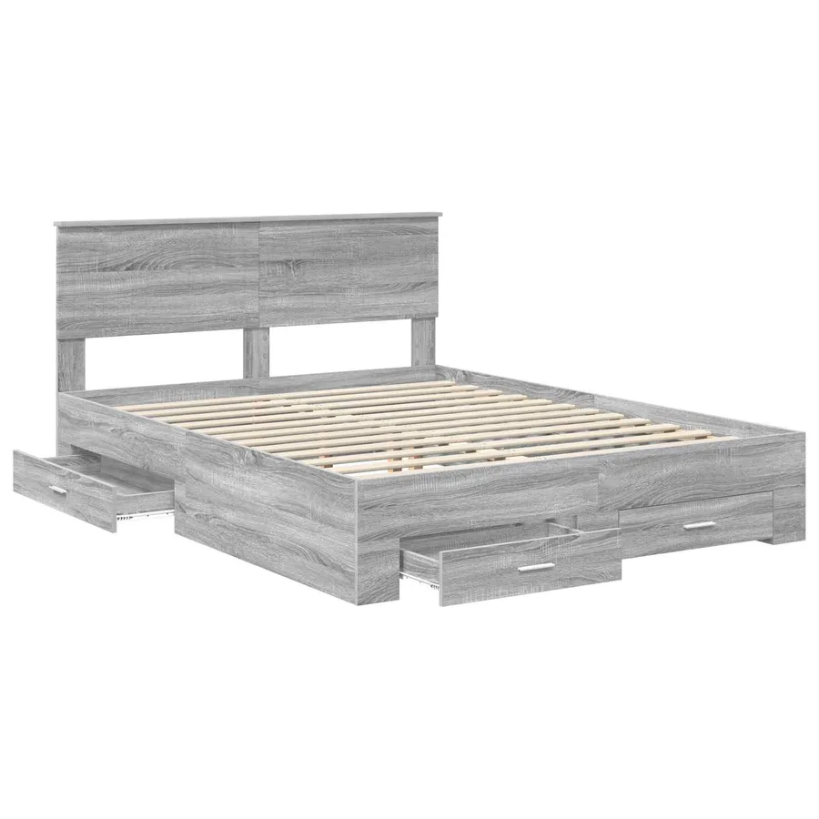 Cadre de lit Sonoma gris 150 x 200 cm Bois d'ingénierie - 5
