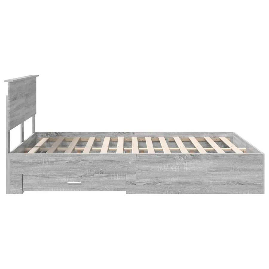 Cadre de lit Sonoma gris 150 x 200 cm Bois d'ingénierie - 9