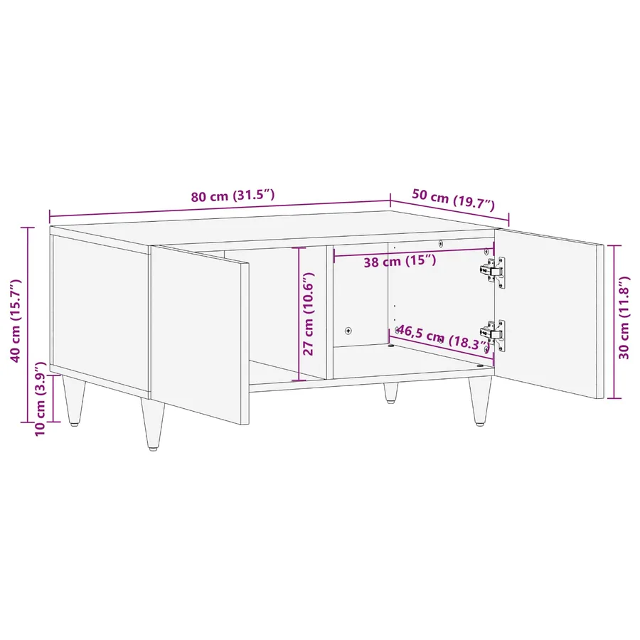 Table basse Multicolore 80 x 50 x 40 cm Bois de mangue massif - 11