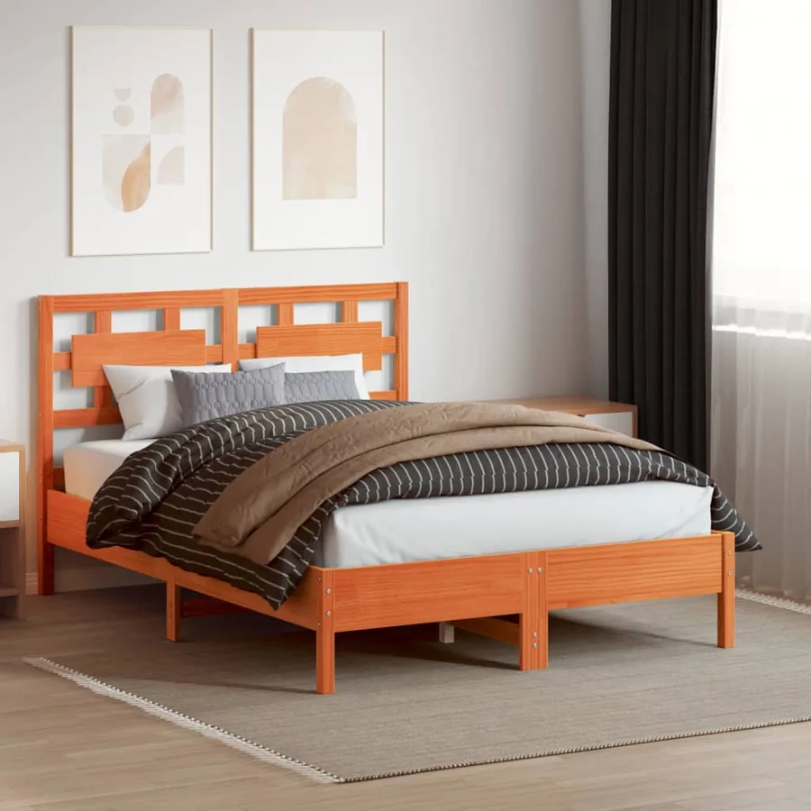 Tête de lit cire marron 135 cm bois massif de pin - 3