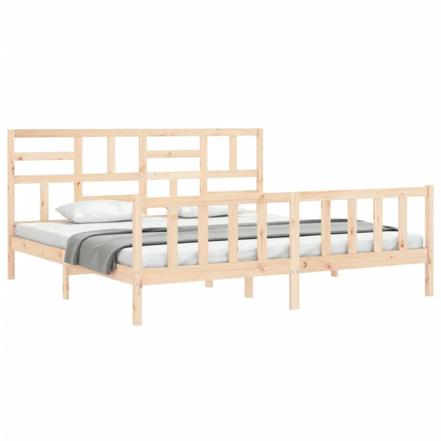 Cadre de lit sans matelas bois massif de pin - 4