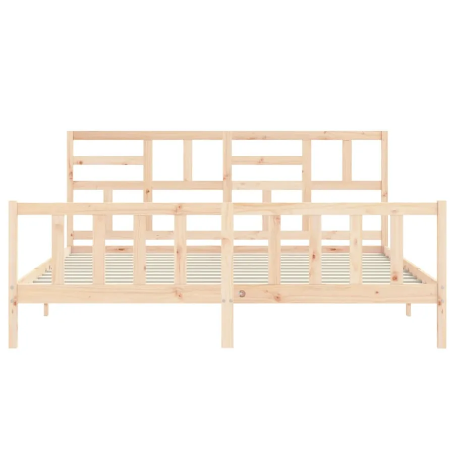 Cadre de lit sans matelas bois massif de pin - 6