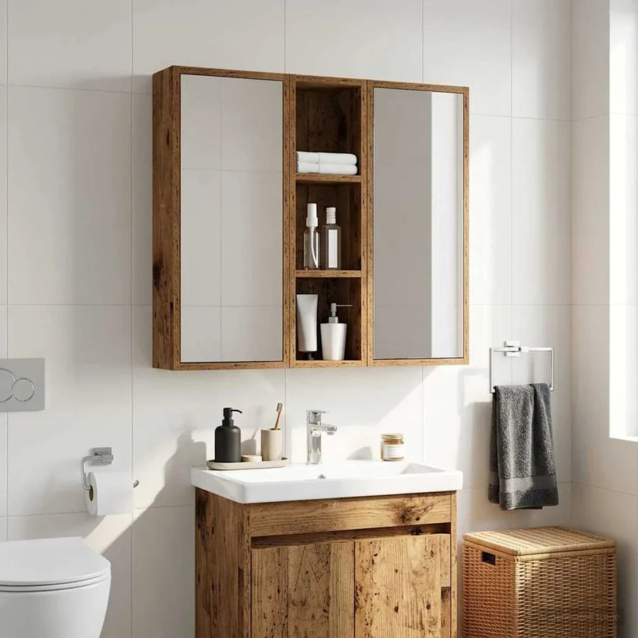 Armoire murale de salle de bain Bois ancien 20 x 14 x 70 cm - 4