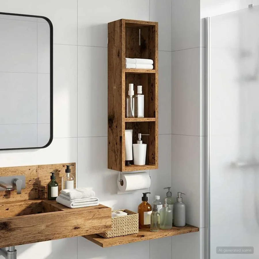 Armoire murale de salle de bain Bois ancien 20 x 14 x 70 cm - 5
