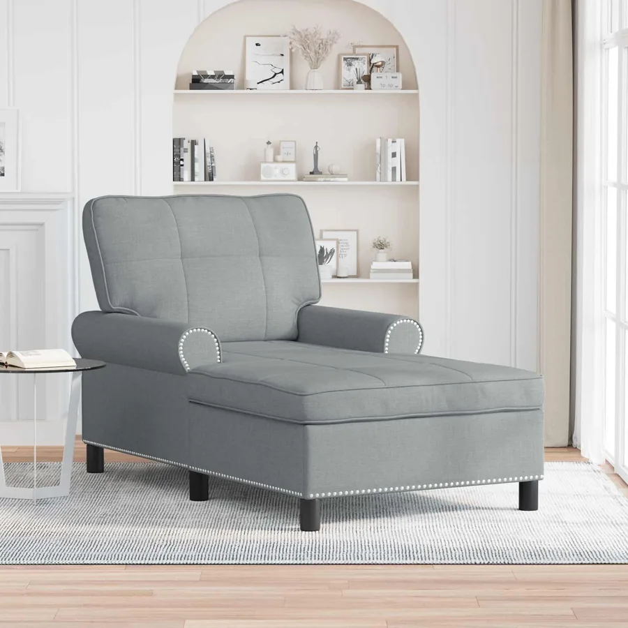 Chaise longue avec coussin Gris clair 91 x 157 x 91 cm tissu