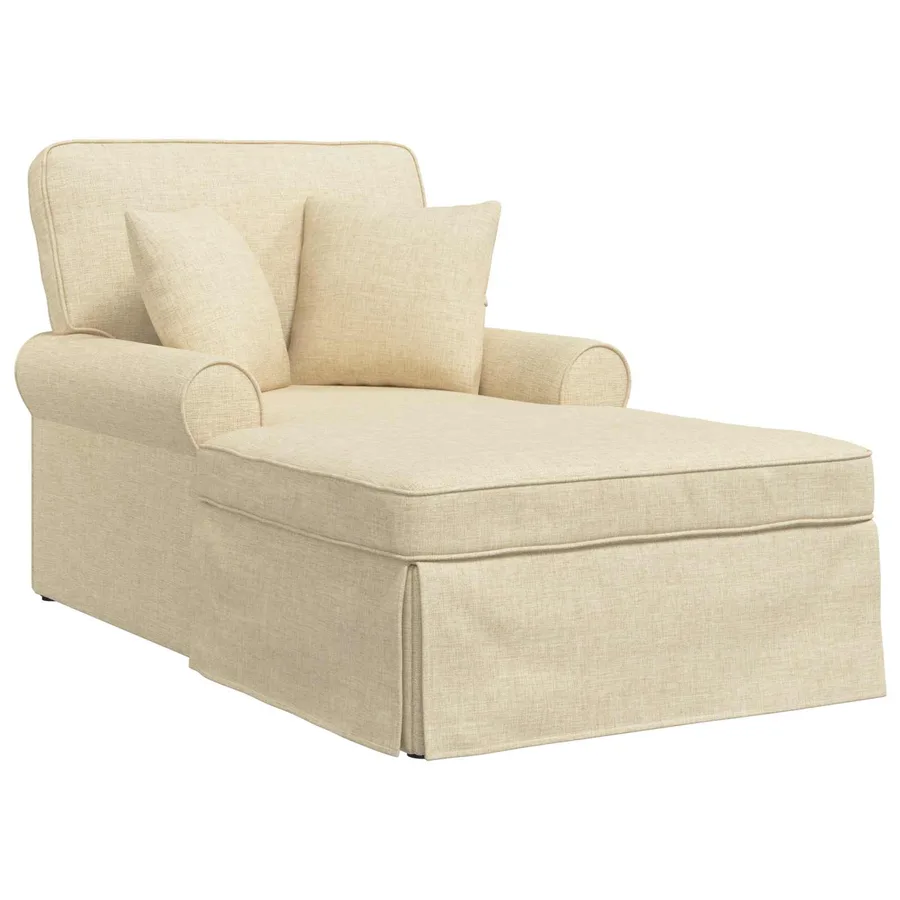 Chaise lounge avec jupe avec coussin 3 pcs Crème tissu - 2
