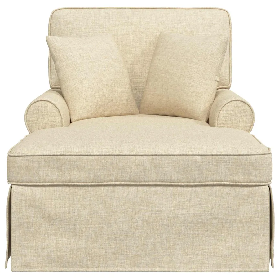 Chaise lounge avec jupe avec coussin 3 pcs Crème tissu - 4