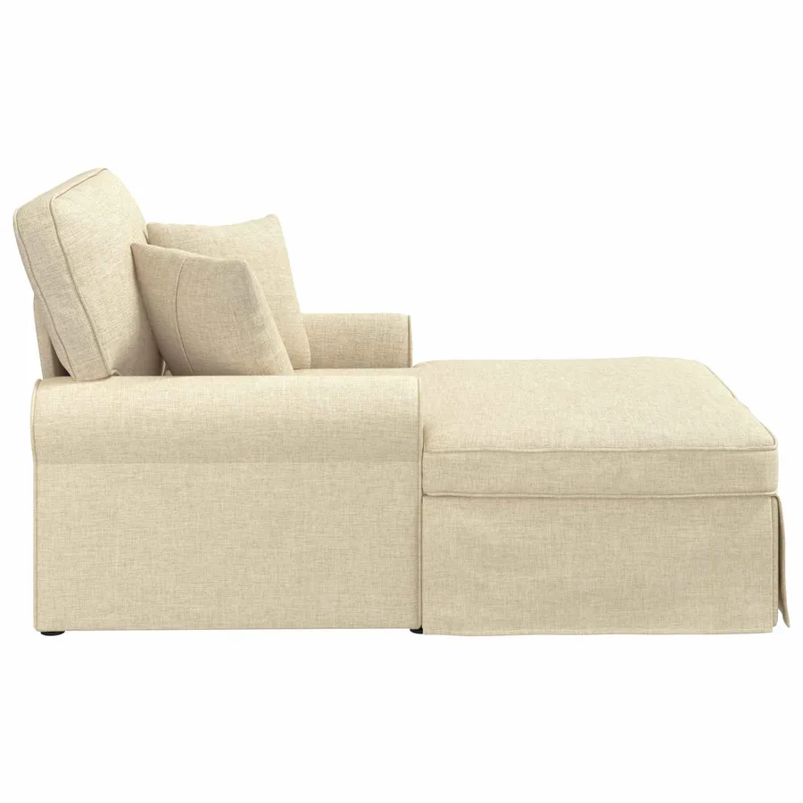 Chaise lounge avec jupe avec coussin 3 pcs Crème tissu - 5