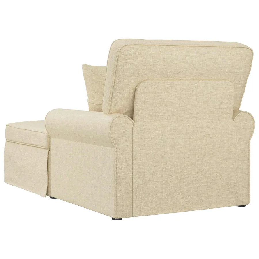 Chaise lounge avec jupe avec coussin 3 pcs Crème tissu - 6