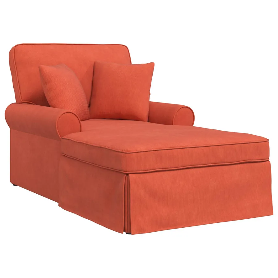 Chaise lounge avec jupe avec coussin 3 pcs Rouge orange - 2