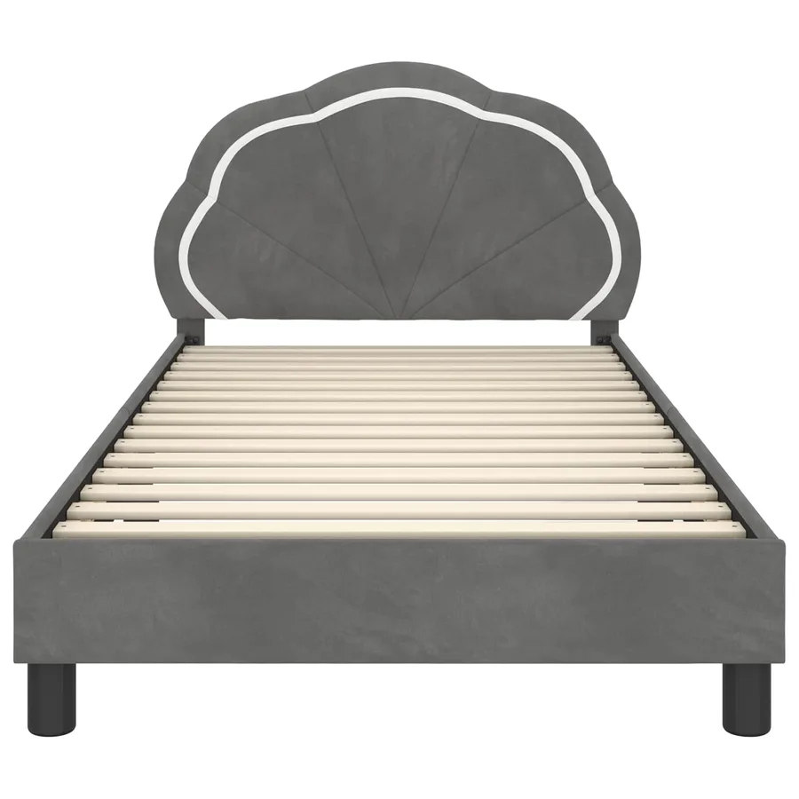 Cadre de lit pour enfants avec tête de lit Gris foncé Velours - 5