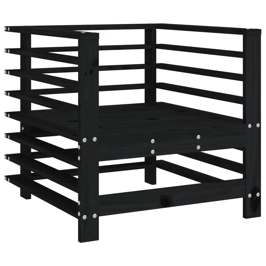 Chaises de jardin lot de 2 noir bois massif de pin - 3