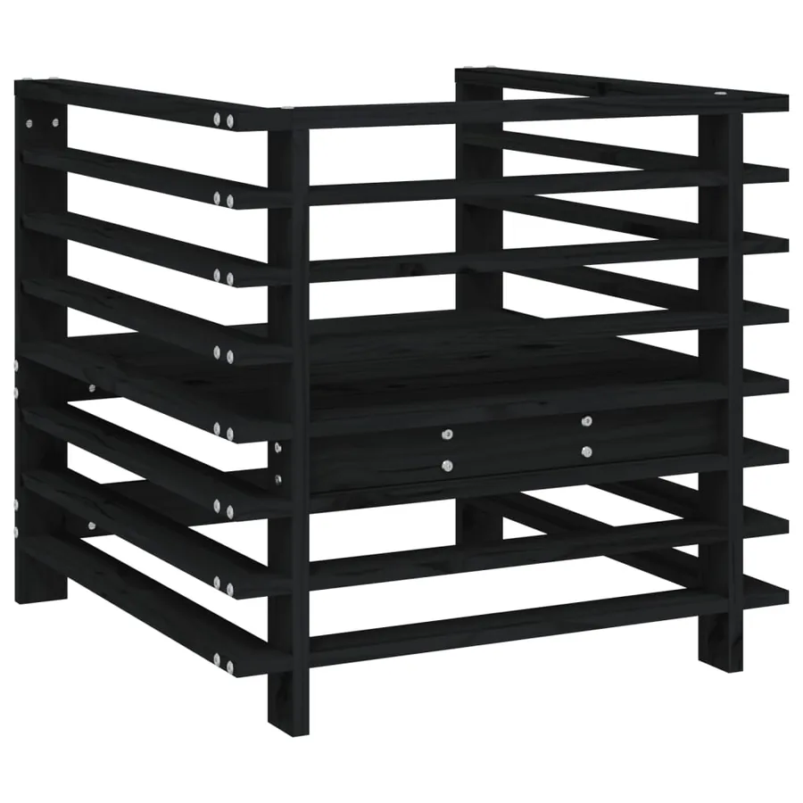 Chaises de jardin lot de 2 noir bois massif de pin - 5