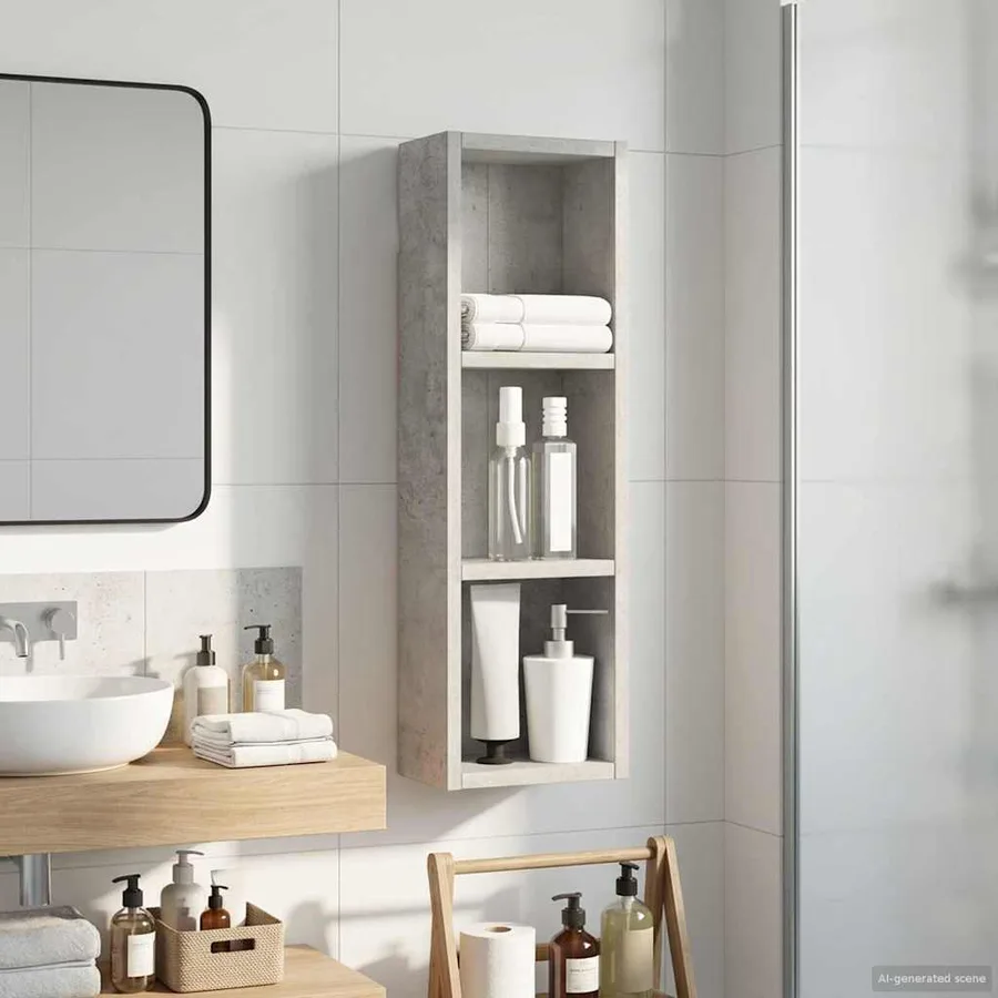 Armoire murale de salle de bain Gris Béton 20 x 10 x 60,5 cm - 5