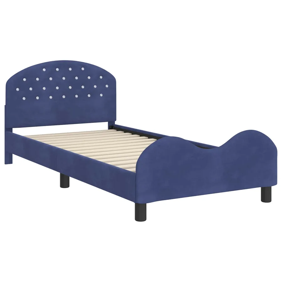 Cadre de lit pour enfants avec tête de lit Bleu police Velours - 4