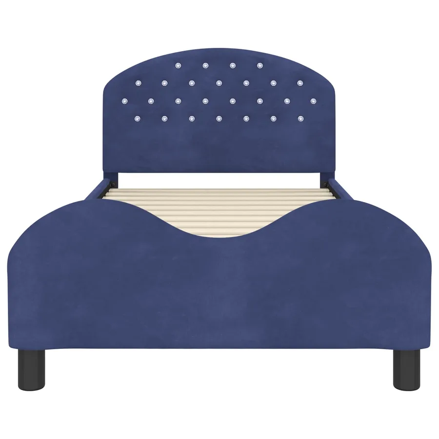 Cadre de lit pour enfants avec tête de lit Bleu police Velours - 5