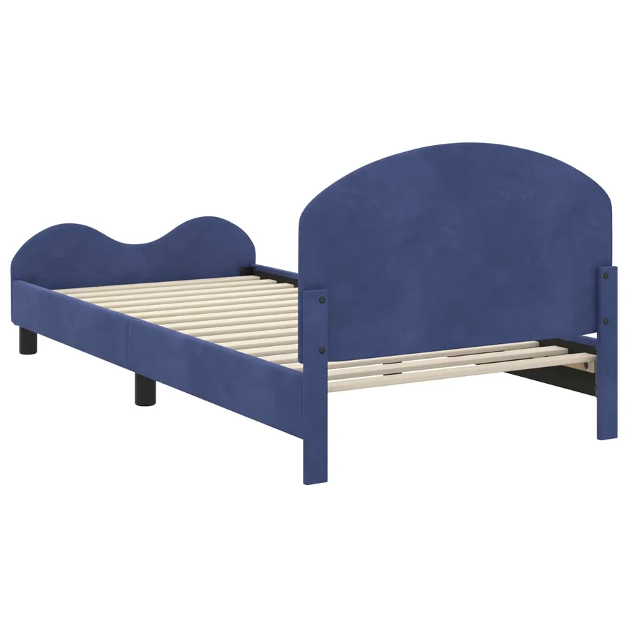Cadre de lit pour enfants avec tête de lit Bleu police Velours - 7