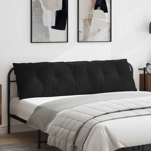 Coussin de Dos Noir 180 x 50 cm Tissu en velours côtelé