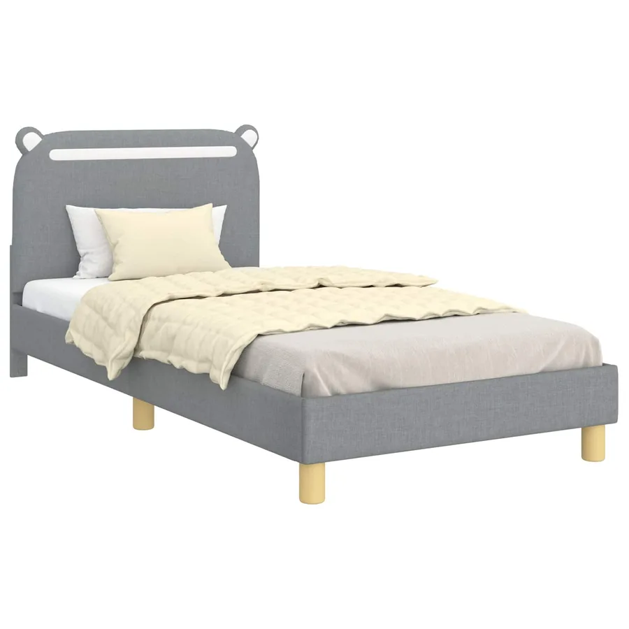 Cadre de lit pour enfants avec tête de lit Gris clair Tissu - 2