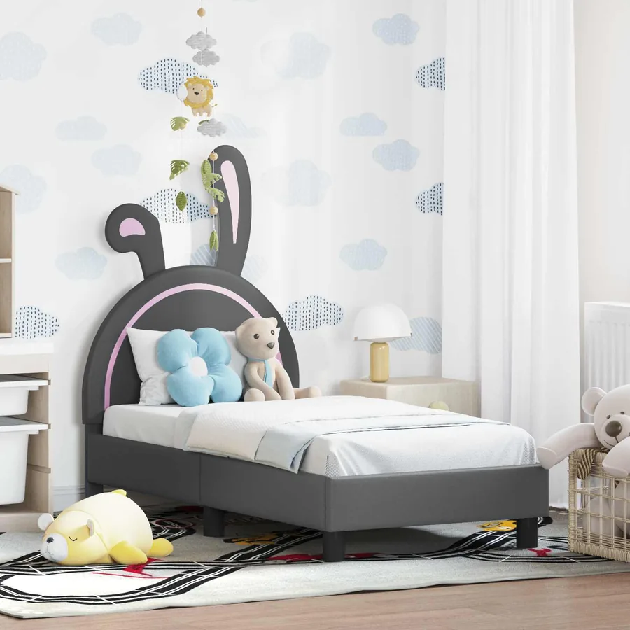 Cadre de lit pour tout-petit avec tête de lit Gris clair PU