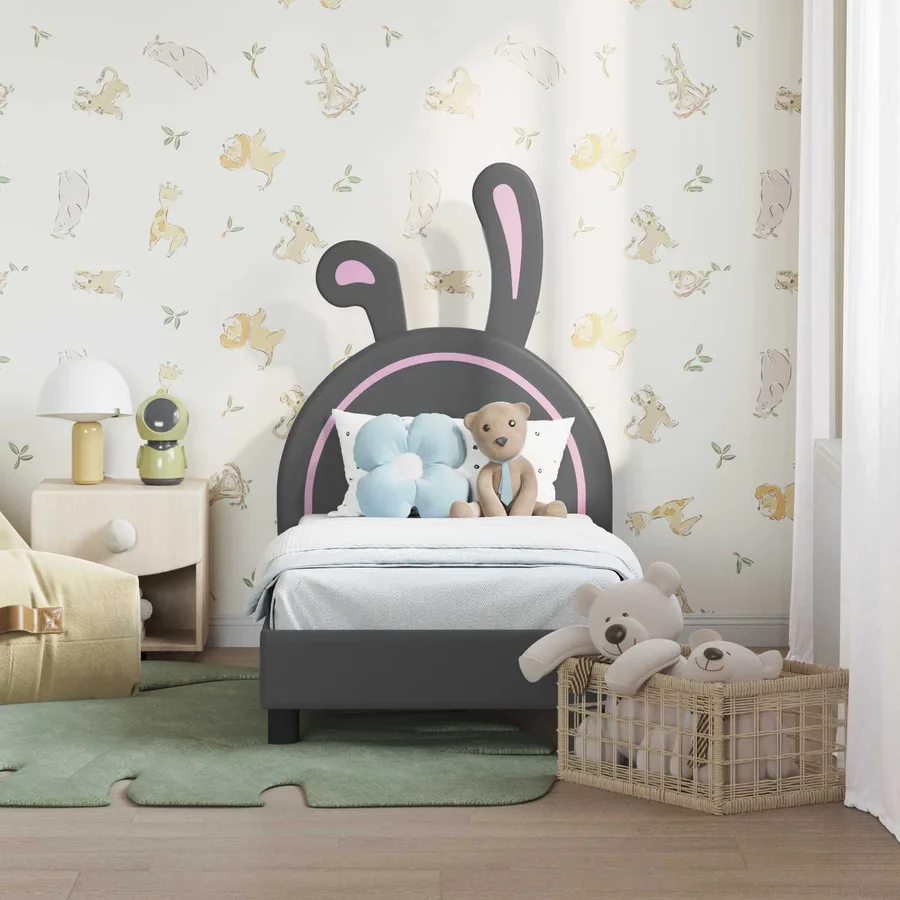 Cadre de lit pour tout-petit avec tête de lit Gris clair PU - 3
