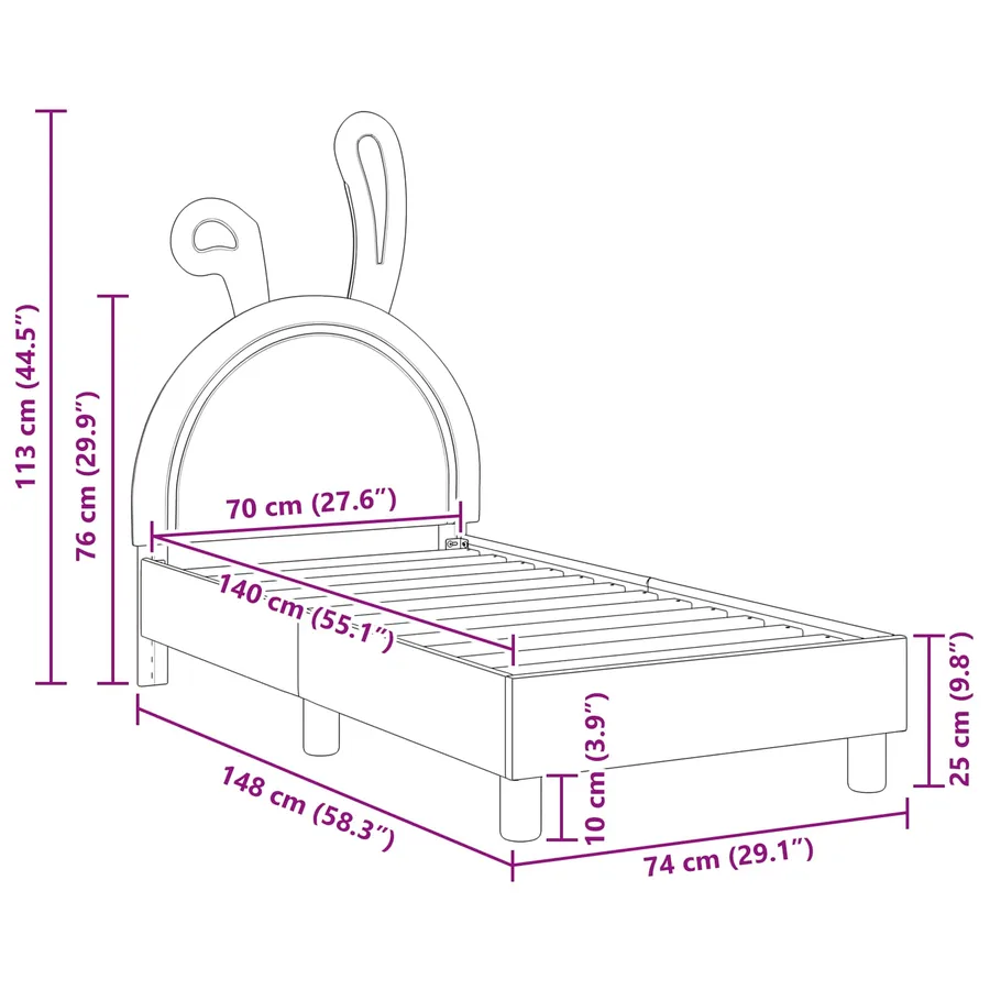 Cadre de lit pour tout-petit avec tête de lit Gris clair PU - 8