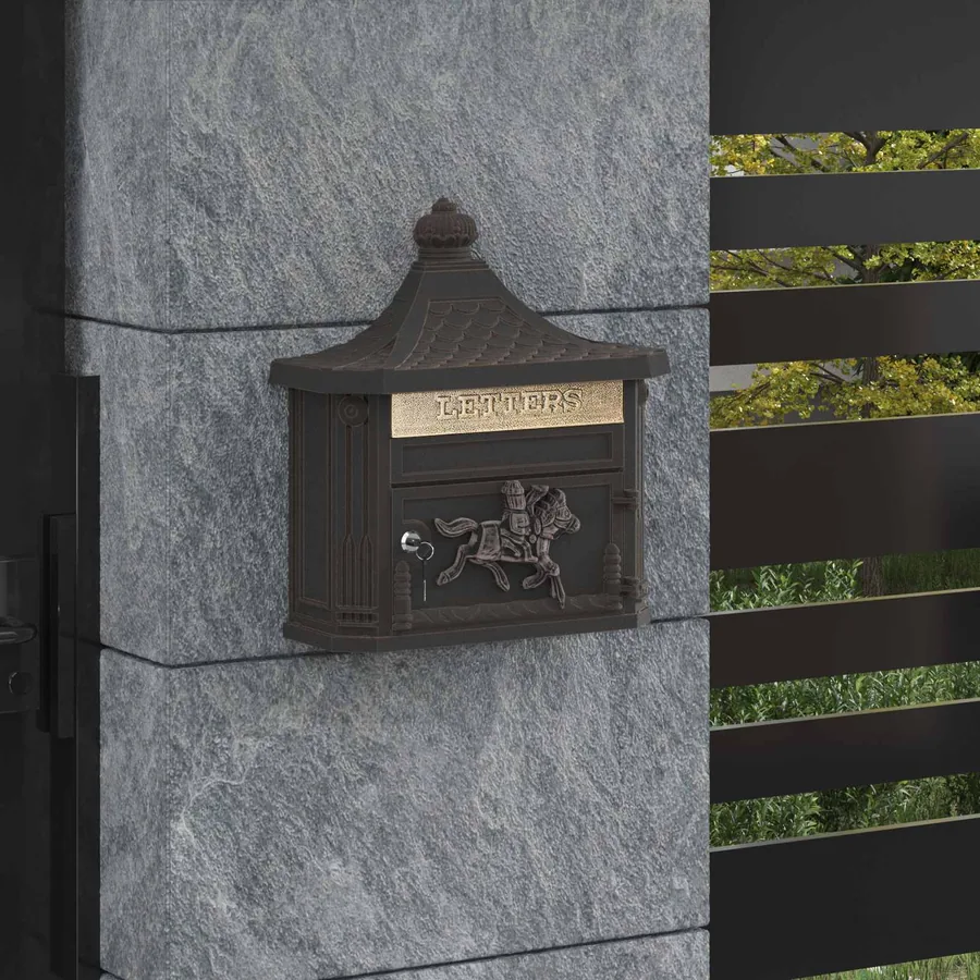 Boîte aux lettres murale avec stockage Bronze 40,5 x 16 x 45 cm