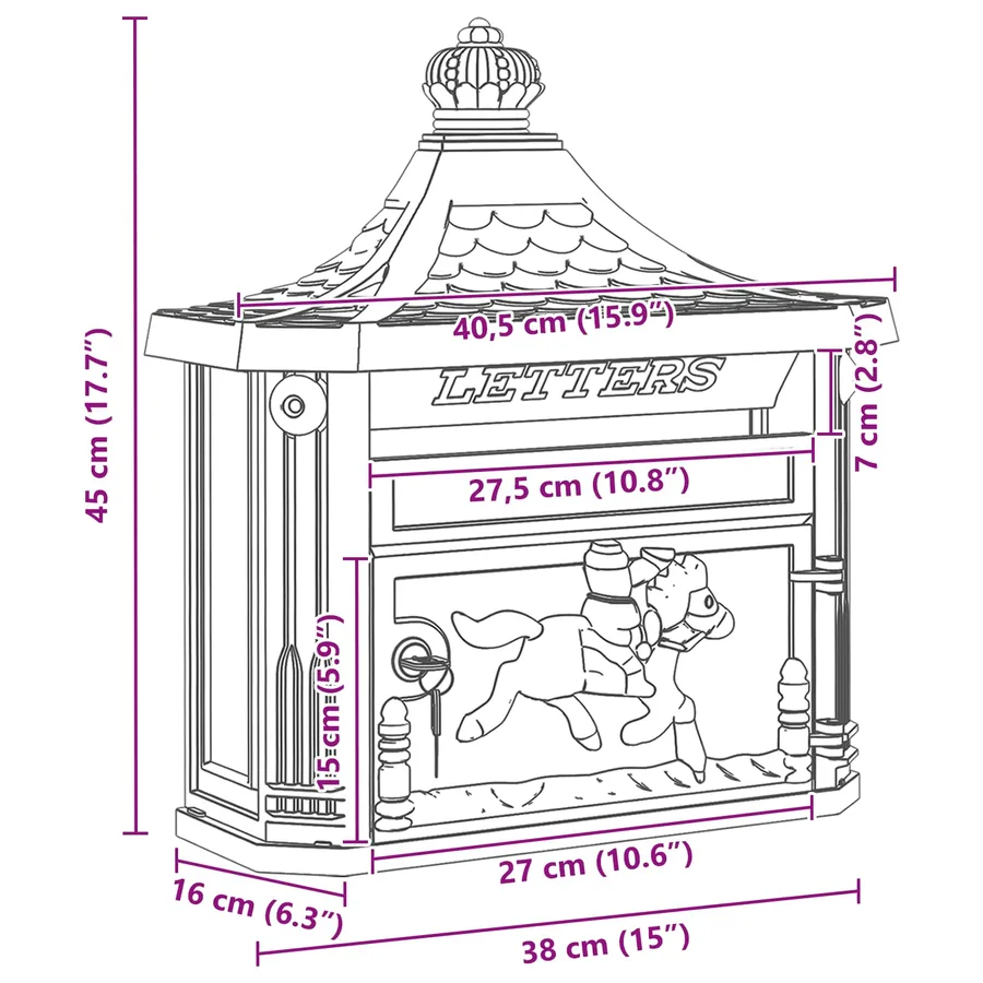 Boîte aux lettres murale avec stockage Bronze 40,5 x 16 x 45 cm - 11