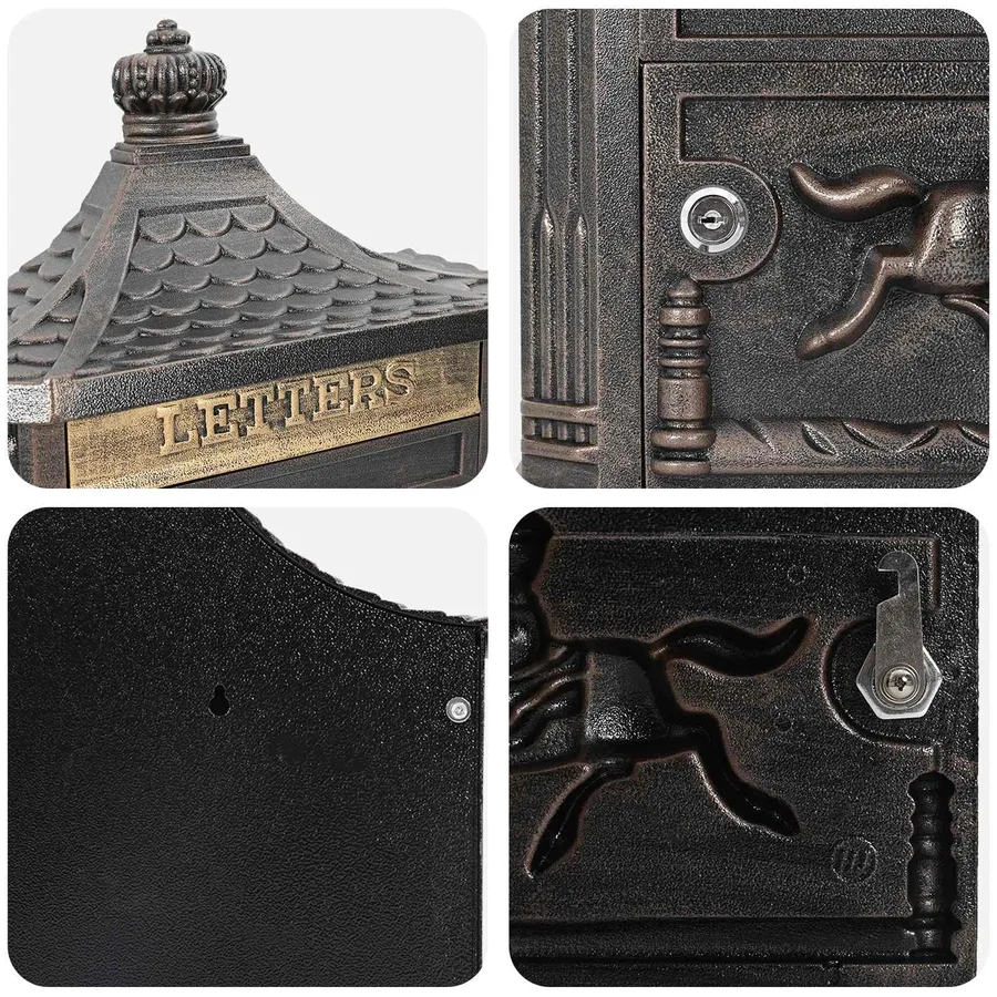 Boîte aux lettres murale avec stockage Bronze 40,5 x 16 x 45 cm - 9