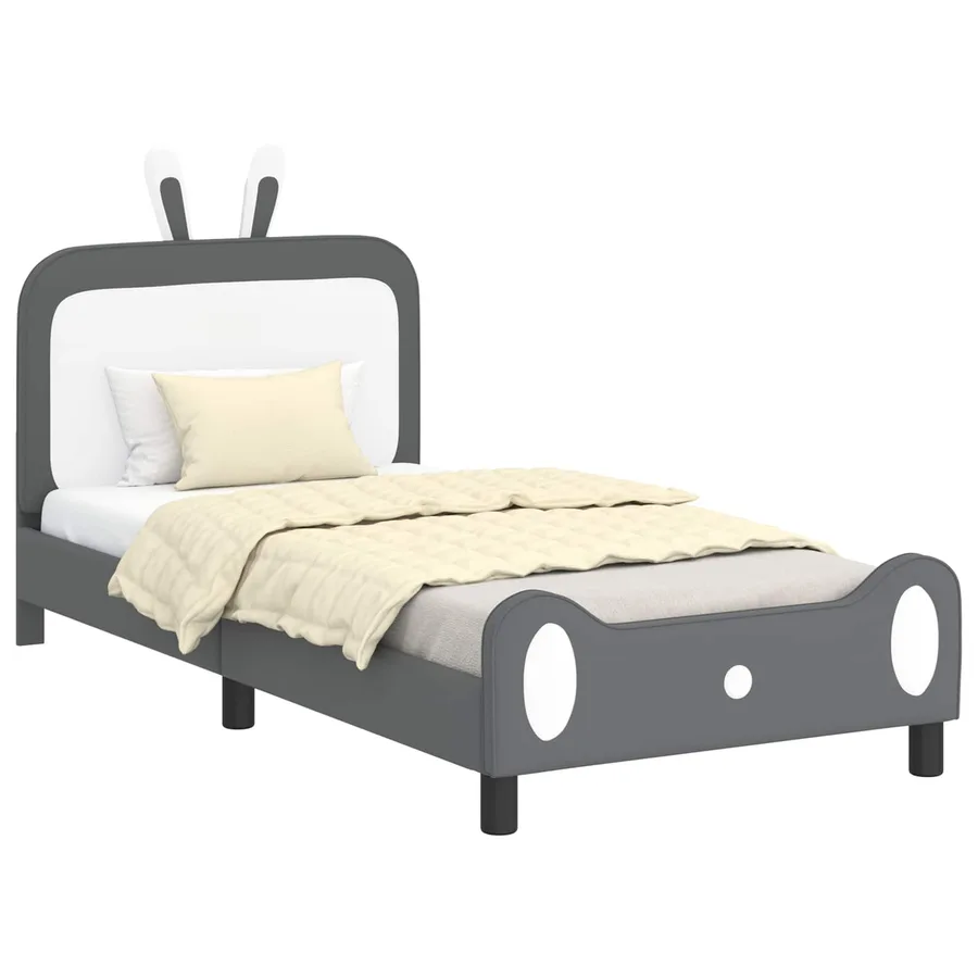 Cadre de lit pour enfants avec tête de lit Gris clair PU - 2